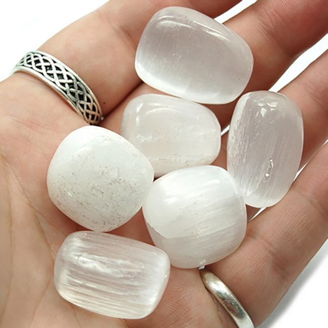 Tumbled Stones Hand Polished Tumbled Selenite from Healing Crystals